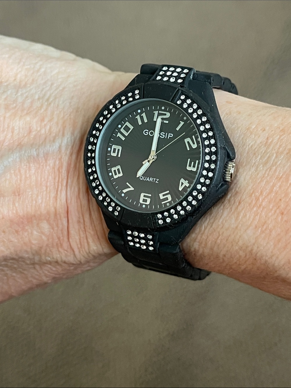 Gossip Black Crystal-Trim Ceramic Quartz Watch